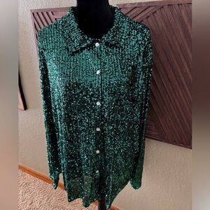 Green Sequin Women's Top size XL